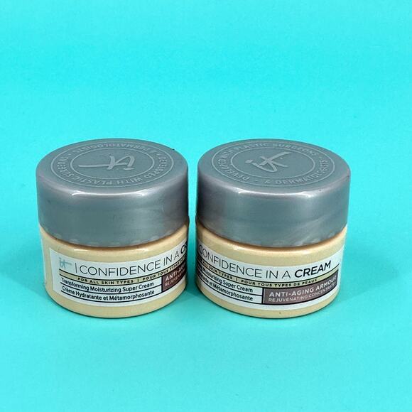 IT Cosmetics Confidence in a Cream Moisturizing Super Cream 7ml Travel Lot of 2 - Picture 1 of 2
